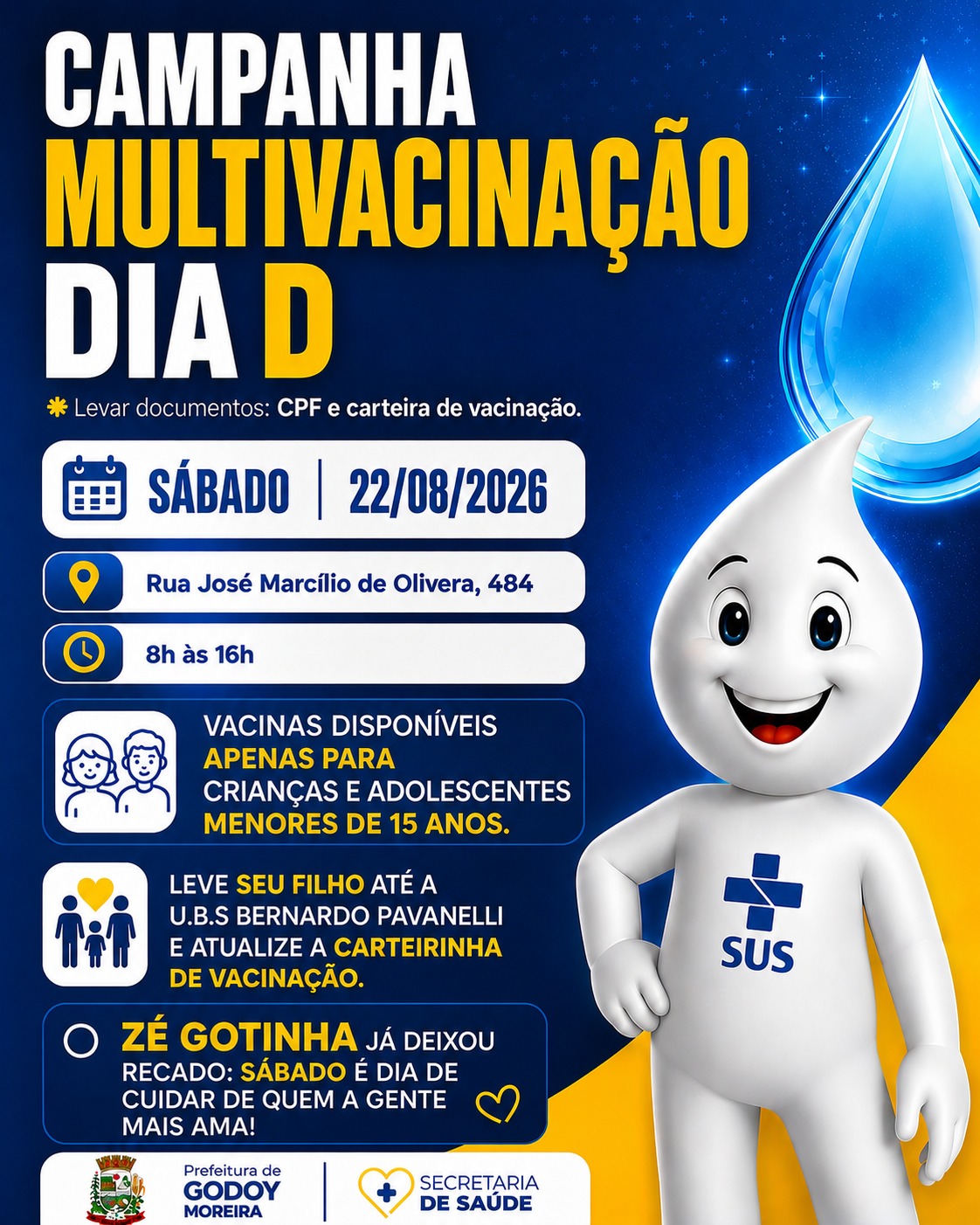 Godoy Moreira realiza Dia D da Campanha de Multivacinação neste sábado