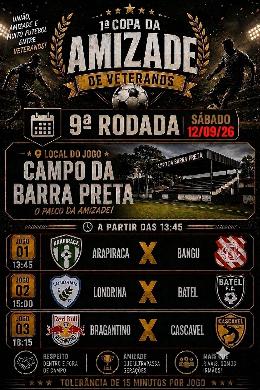 9ª rodada da Copa da Amizade de Veteranos promete emoção em Jardim Alegre