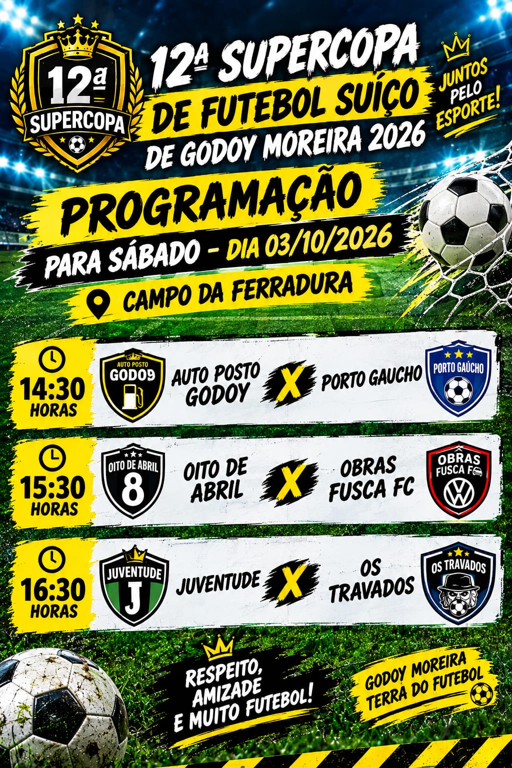 12ª Supercopa de Futebol Suíço terá rodada especial neste sábado em Godoy Moreira