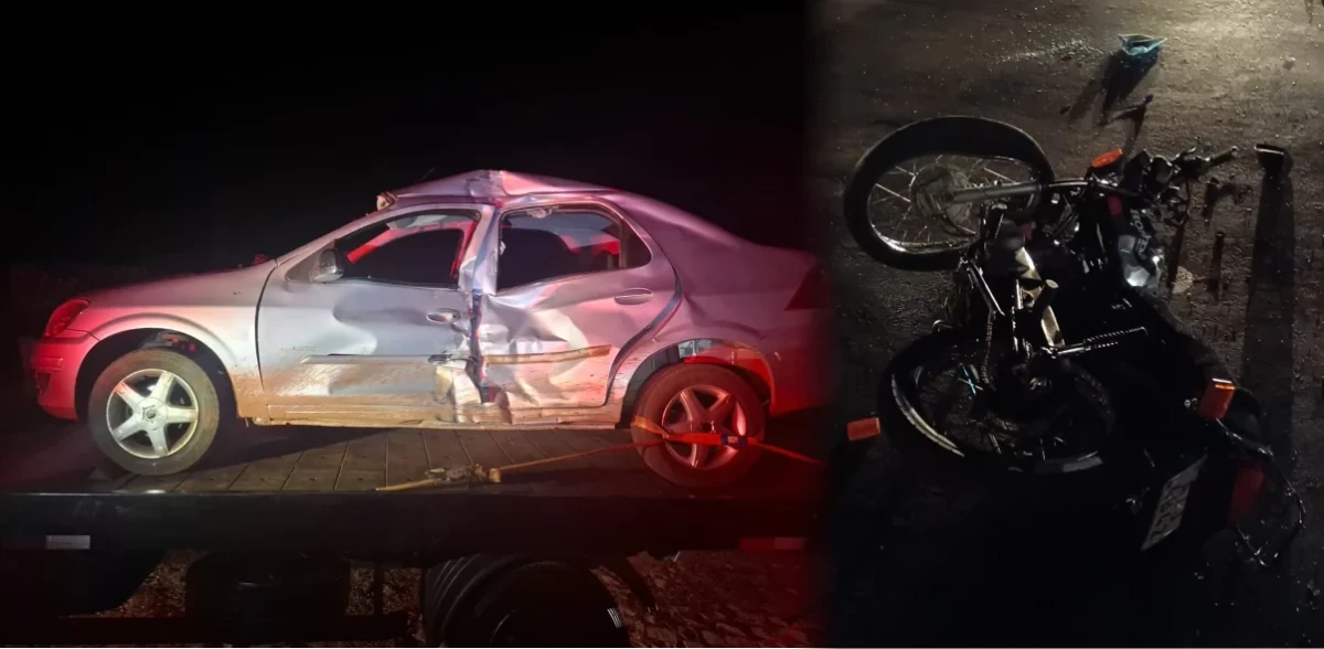 Colisão entre carro e motocicleta deixa dois feridos em Jardim Alegre